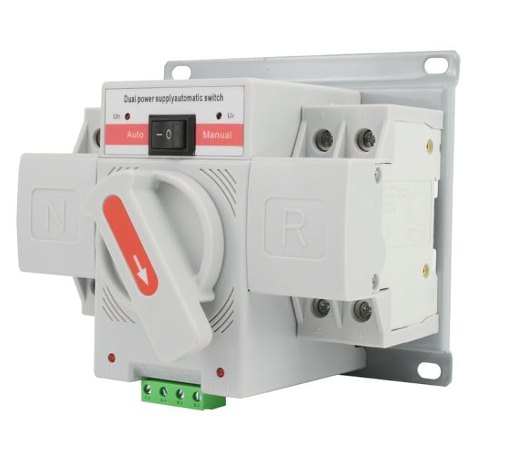 Angelukoa view of the ZHQ3-63-2P Dual Power Automatic Transfer Switch, showing the selector switch in the 'Auto' position.