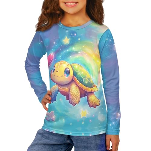 Image of Girls Long Sleeve Shirts Casual Crewneck Soft T-shirts for Girls 3-16 Years Old