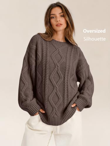 Image of Trendy Queen Women's Oversized Cable Knit Sweaters 2026 Fall Outfits | Quiet Luxury Style, Chunky Knit Texture, Winter Holiday Outfit, Easy Layering Piece, Fall Fashion Staple