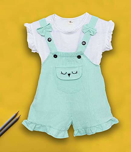 Image of Bold N Elegant Blended Tide Edition Han Summer Suits Cartoon 2 Pc Suspender Dungaree Baby Boy's Girl Clothing Tshirt Shorts For Little Kids