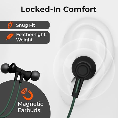 Image of Zing Type-C Wired Earphones with HD Mic, BassXpand Technology, 13mm Dynamic Drivers, IPX4 Water Resistant, Magnetic Earbuds, in-Line Controls, 1.2m Cable - Combat Green