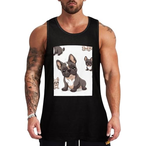 Débardeur bouledogue français homme anti-transpiration, haut d'été sans manches ultra-frais