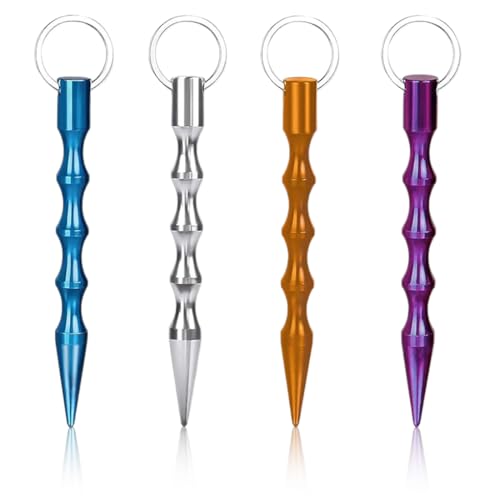 CFEWV 4 Piezas Llavero,Llavero con punta de bolígrafo, Llavero portátil,Llavero Del Aumentador de Presión, Para Mujer, Teen, Hombres Seguridad