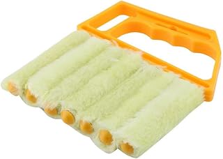 QIWYGPYQ Blinds Cleaning Brush ,7 Finger Dusting Cleaner Tool ,Removable and Washable Blind Cleaner Tool, ,Dirt Clean Cleaner,Venetian Blind Brush Window Cleaner Tools, Yellow