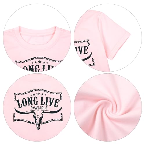 Image of Girls Western Shirt Cowgirls Embroidered Country Concert T Shirt Graphic Horseback Rider Tassel Fringe Tee Tops