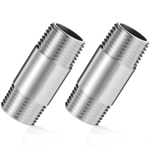Image of 2 Pcs 304 Stainless Steel 1 /2 NPT Pipe Nipple 2 inch Length