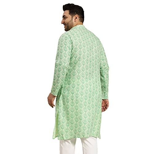 Image of SOJANYA Plus Men's Navy Blue Self-Design Cotton Linen Printed Kurta