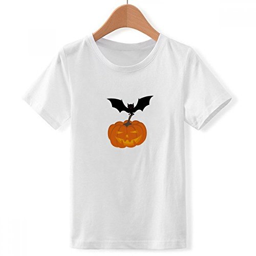 T-shirt Halloween blanc pour garçon XL haut de gamme au motif chauve-souris finement imprimé