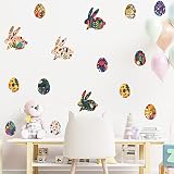 Cartoon Bunny Easter Eggs Wall Stickers Removable DIY Wall Art Decor Decals Murals for Offices Home