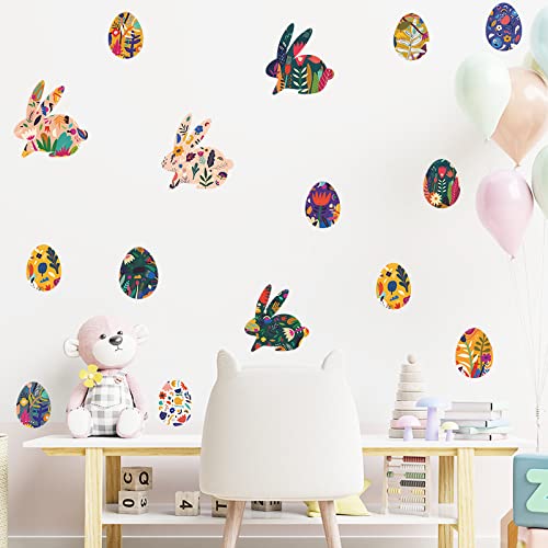 Cartoon Bunny Easter Eggs Wall Stickers Removable Diy Wall Art Decor Decals Murals For Offices Home Walls Bedroom Study Room Wall Decaoration #TOP16