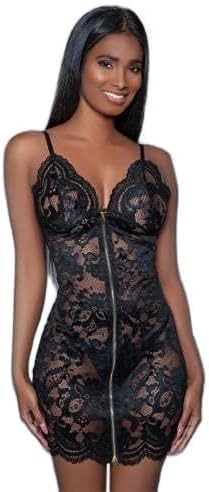Plus Size Blaire Zipper Chemise Black 1X