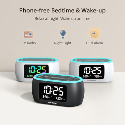 HOUSBAY Digital Alarm Clock Radio for Bedrooms with Night Light - Image 2