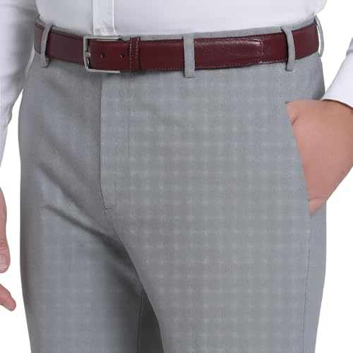 Image of Men's Stretchable Formal Trousers | Regular Fit Mid Rise Office Wear Pants | Elasticated Waistband 2 Inch Stretch | 4 Pocket Pant