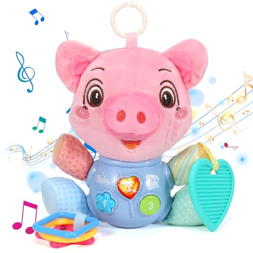 Image of Infant Toys 0-6 Months, Baby Boy Gifts Light Up Musical Toys Piggy Plush, Baby Toys 6-12 Months Baby Boy Toys 3-6 Months Newborn Toys Gifts for 0-3 Months Baby Boys Girls (Blue)