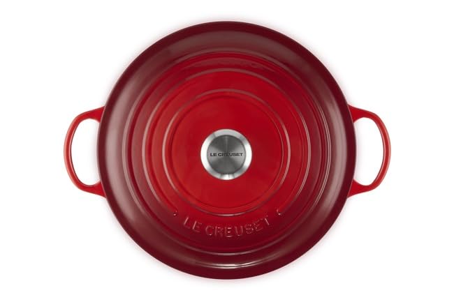 Le Creuset Signature La Marmite aus Gusseisen, Ø 26 cm, Für alle Herdarten und Induktion geeignet, Volumen: 4,1 l, 4,255 kg, Kirschrot… – Ansicht 4