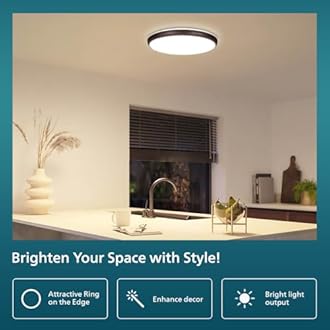 Philips 24W LED Surface Ceiling Light | Decorative IP44 WaterProof Saturn Brown Ceiling Light for Home| Warm White, Pack of 2