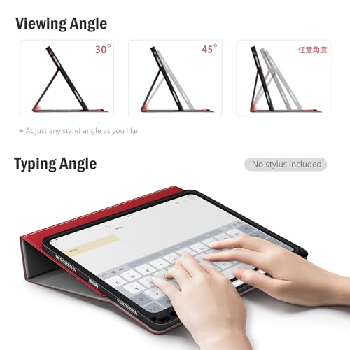 Image of Antbox for iPad Pro 11 Inch Case M5 2025 /M4 2024 Vegan Leather, Red | Built-in Pencil Holder, Fully Supports Pencil Pro /USB-C, Auto Sleep /Wake Function