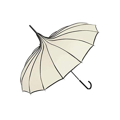 ZHQJP 女性ビッグ大ロングハンドルゴシッククラシック防風タワーパゴダ傘雨 (Color : ベージュ, Size : 1)