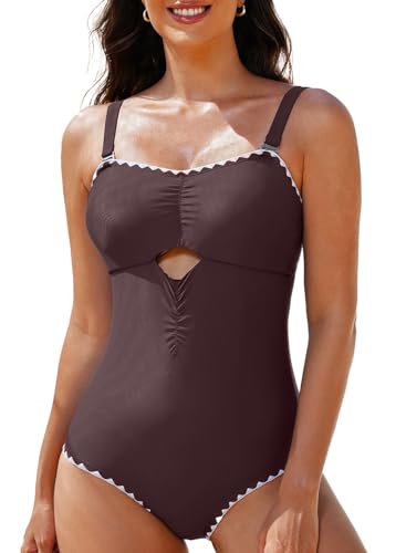 Aleumdr One Piece Swimsuit Women Cut Out Bathing Suits Color Block Womens Swimsuits Swimwear