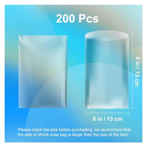 Image of Shrink Wrap Bags for Soap, 200 PCS 5x5 Clear PVC Bags | Heat Shrink Wrap Bags for Homemade Soap, Bath Bombs, Candles, Wax Melts, Jars and Small Gifts