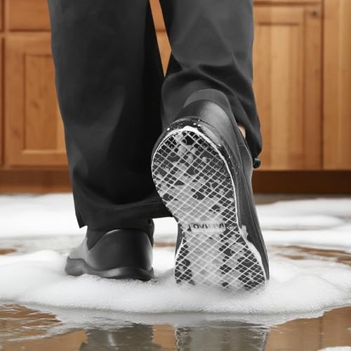 Image of Men's Non Slip Work Shoes Restaurant Waterproof Chef Shoe for Kitchen Hospital Slip-Resistant Air Cushion Sneakers with Easy-Clean Modern Design Breathable Lightweight
