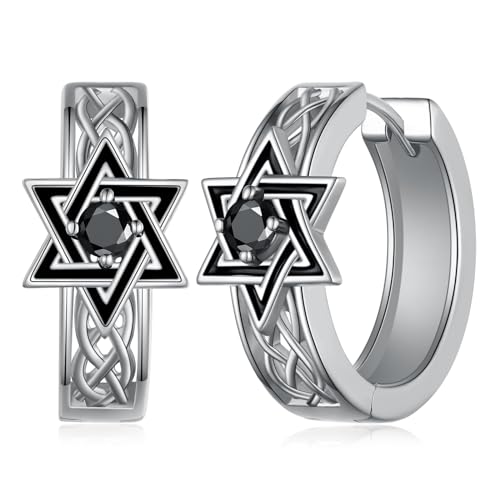 Star of David Earrings 925 Sterling Silver Jewish Star of David Hoop Earrings Jewish Jewelry Gifts for Men Women