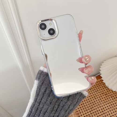 Funda iPhone 15 Plus antigolpes bonita con diseño de flores y espejo