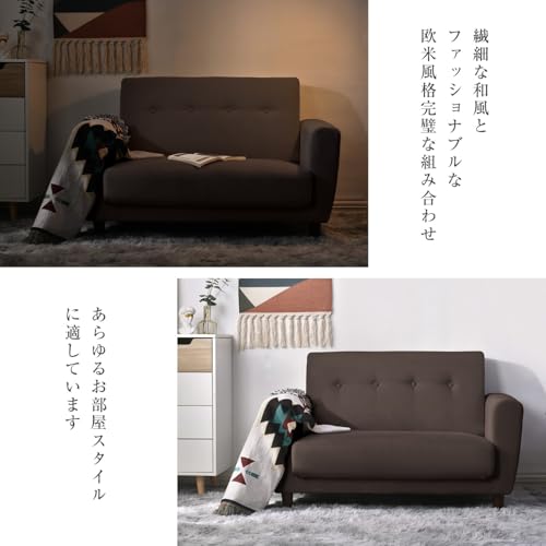 JvFun ソファーベッド 2人掛け 脚付き 3WAY 折りたたみ コンパクト ソファベッド 一人暮らし おしゃれ 北欧風 (ブラウン) [3]