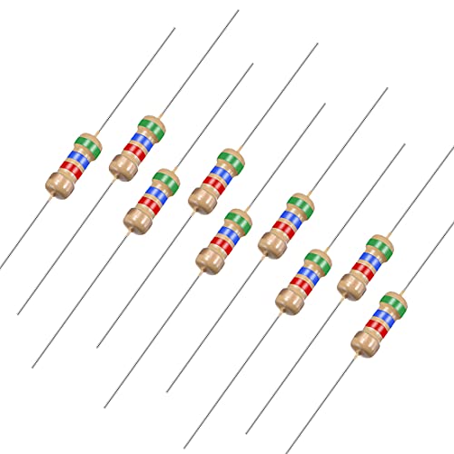 sourcingmap 100Pcs 5.6K Ohm Resistor, 1/4W 5% Tolerance Carbon Film Resistors, 4 Bands for DIY Electronic Projects and Experiments