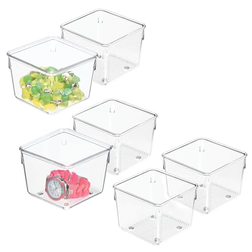 Bac de rangement plastique transparent lot de 6 tiroir cuisine bureau