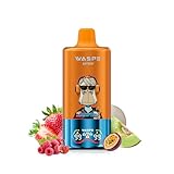 【60000回】Waspe 電子タバコ 使い捨て 60000回吸引可能 54mlの大容量 持ち運び vape ベイプ LEDディスプレイ 爆煙 650mAhバッテリー Type-C充電 禁煙パイポ 3つの味を1つに ニコチンなし タール無し (ストロベリーレッドベリーチェリー *ラブ666 *チェリーキャンディ風味アイス)