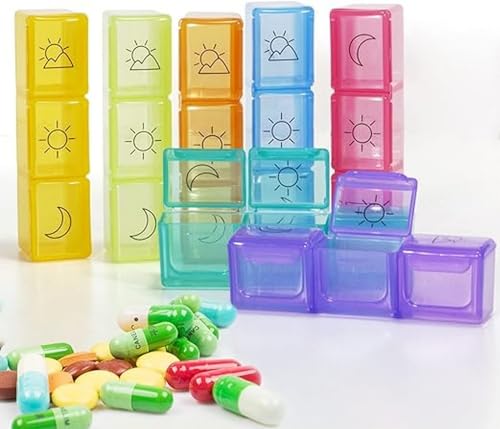 Billybath Pillendoosje voor 7 dagen, weekoverzicht, voor de kleine ochtend, middagavond, draagbaar, met drie grote aparte vakken voor medicijnen, vitaminen, calciumtabletten enz. - Afbeelding 5