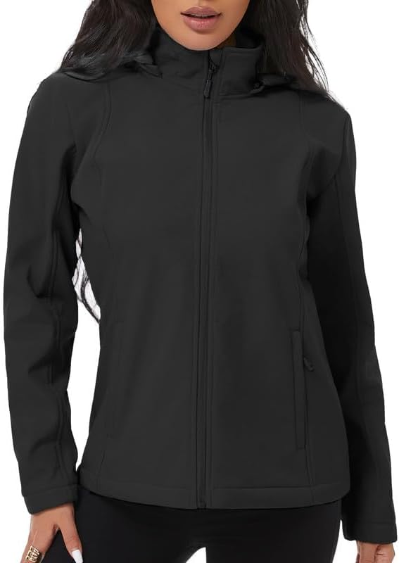 KVE Women's Softshell Jacket Light Hooded Windproof Coat Insulated Windbreaker for Outdoor Hiking - Image 6