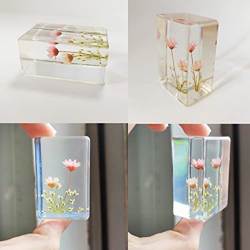 Ptgmh Flower Paperweight 4 Pcs Resin Paperweights For Desk With Real Pressed Flower Samples Table Decoration Clear Square Paperweight Cube Desk Ornament (Color A) #TOP5