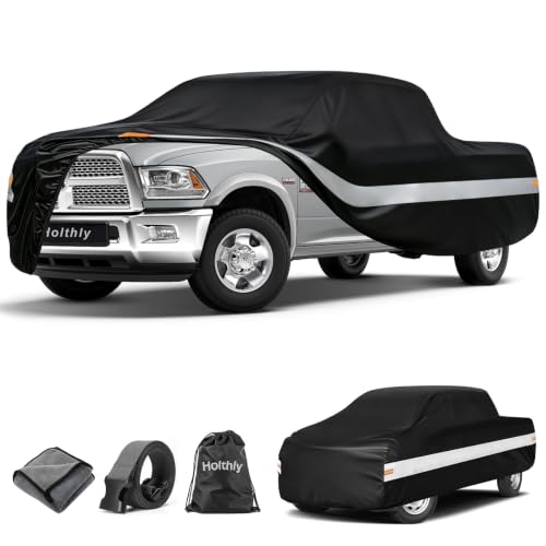 Image of 10 Layers Truck Cover Waterproof All Weather Custom Fit for Ford /Ram /Chevrolet Regular Cab Short Bed, Outdoor Full Exterior Pickup Car Cover for Automobiles Sun Rain Snow Ice Protection. Black