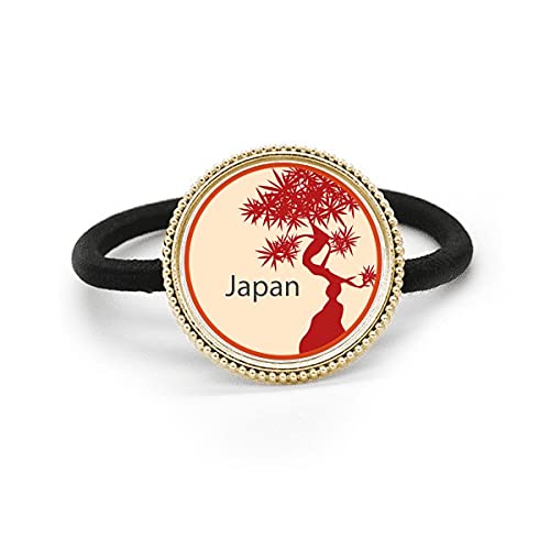 Tocado de goma para pelo con metal de plata y estampado de árbol rojo tradicional