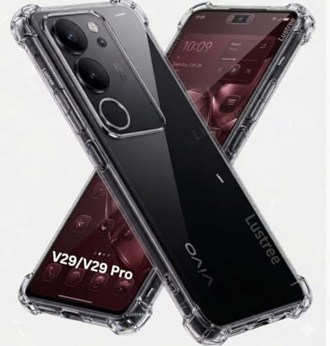 Image of Lustree Compatible with vivo V29 Pro 5G Back Cover| Clear + TPU Case with 4 Corner Air Cushion Protection & Camera Protection | Slim& Stylus Cover for vivo V29 Pro 5G