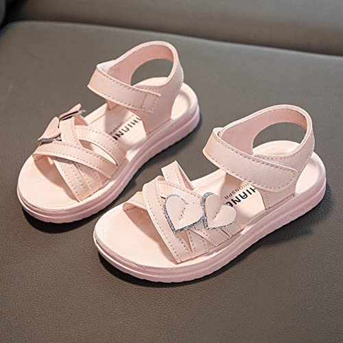Children Shoes Fashion Love Decorative Thick Sole Sandals Soft Sole Comfortable Princess Sandals Kids Slides (Red, 4.5-5 Years Little Child)3