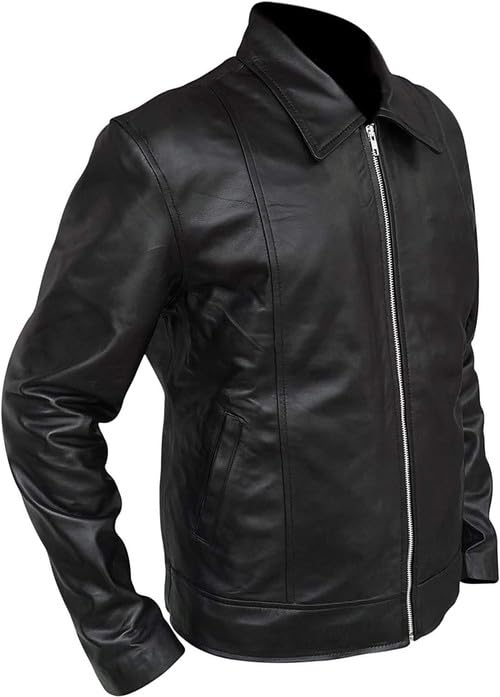 Image of Classic Genuine Leather Jacket For Men - Vintage Style Lightweight Black Lambskin Jacket