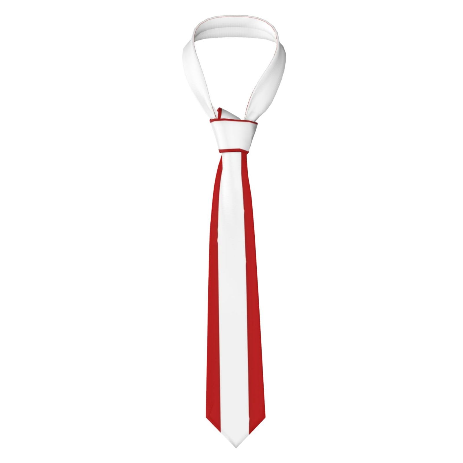 Kwqdozf Men's As Pic Vertical Stripes Red White Solid Color Skinny Tie For Slim Necktie