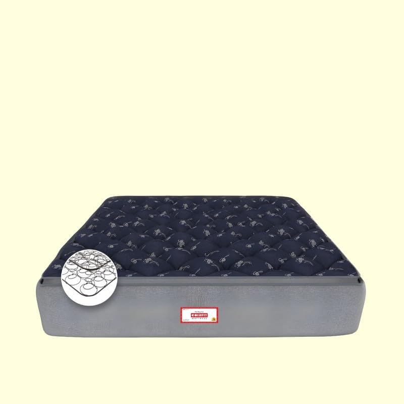Coirfit LUXURINO 8 Inch Bonnell Spring Mattress | ISPT Tech. | for Firm Support | Hotel Like Bounce | No Motion Transfer | Orthopedic Comfort | with 7 Year Warranty (L X W : 78X48), Blue Coirfit LUXURINO 8 Inch Bonnell Spring Mattress | ISPT Tech. | for Firm Support | Hotel Like Bounce | No Motion Transfer | Orthopedic Comfort | with 7 Year Warranty (L X W : 78X48), Blue