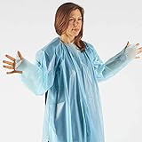 hand2mind Polyethylene, Level 1, Disposable, Non-Surgical Isolation Gowns, Blue, 150 pcs/case (10 Bags of 15 Gowns per case)