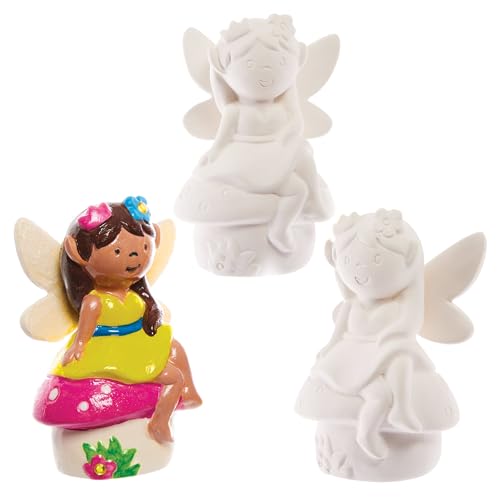 Baker Ross FX590 Hadas de cerámica - Caja de 4, Figuras de cerámica para pintar para niños