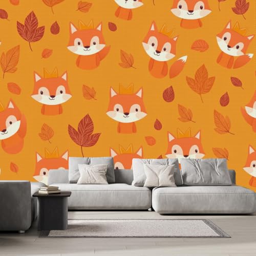 Fresque murale 3D renard autocollante et repositionnable grand format - 3