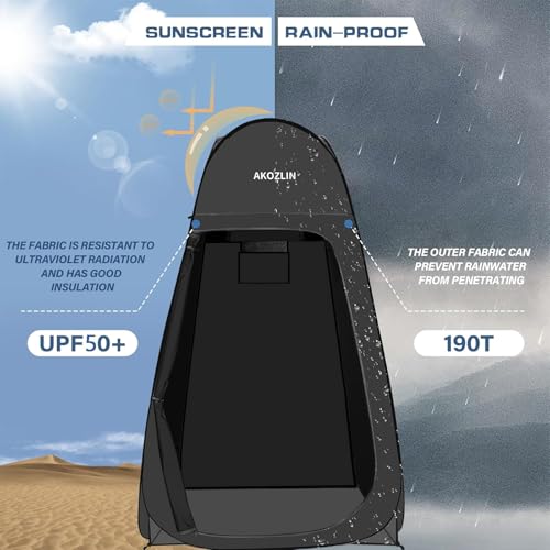 Image of AKOZLIN Portable Pop Up Shower Privacy Shelters Instant Tent Dressing Changing Outdoor Camping Toilet Tent Black