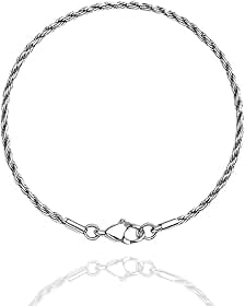 Pulseira Masculina Trançado Baiano Fina 3mm Aço Inoxidavel
