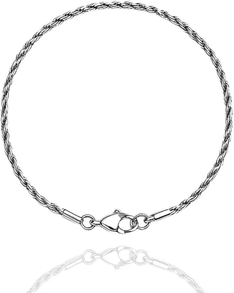 Pulseira Masculina Trançado Baiano Fina 3mm Aço Inoxidavel