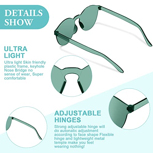 42 Pairs Rimless Round Party Sunglasses Candy Color Fun Sunglasses Colored Tinted Eyewear Colorful Retro Eyeglasses for Women Men, 21 Colors3