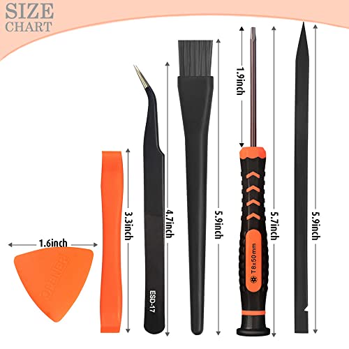 Teckman T6 T8 T9 T10 Torx Security Screwdriver Set, Repair Kit For Xbox One Xbox 360 Ps3 Ps4 Controller Disassembly And Cleaning With Anti-Static Brush, Tweezer And Opening Pry Tools #TOP1