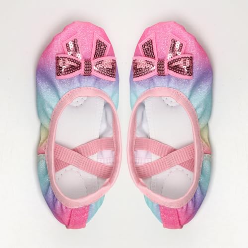 Aislor Girls Sparkly Flat Shoes Roll Up Slippers Split Sole Ballerina Slippers for Ballet Recital Stage Shows4